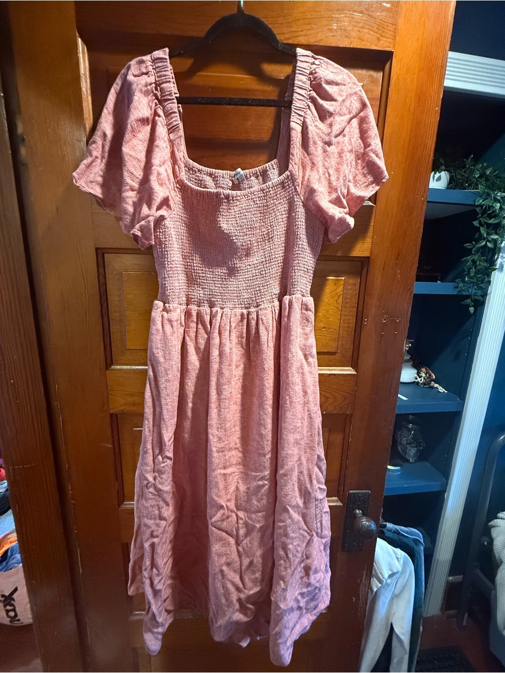 Madewell Dusty Rose Smocked Puff Sleeve Dress